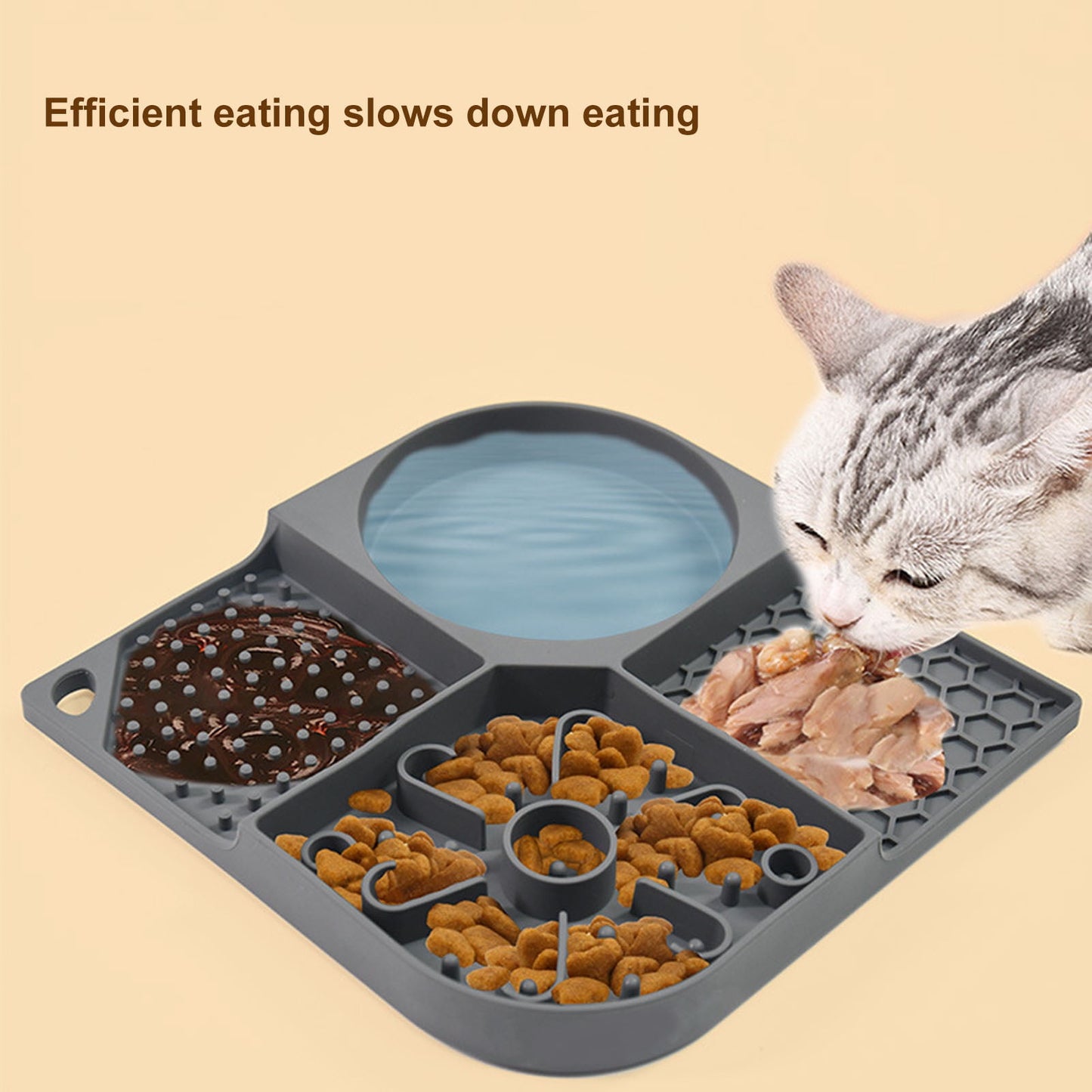 Dog & Cat Licking Mat Slow Feeder Bowl with Suction Cups – 4 Slots, Food Grade