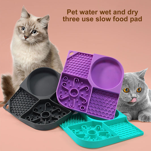Dog & Cat Licking Mat Slow Feeder Bowl with Suction Cups – 4 Slots, Food Grade