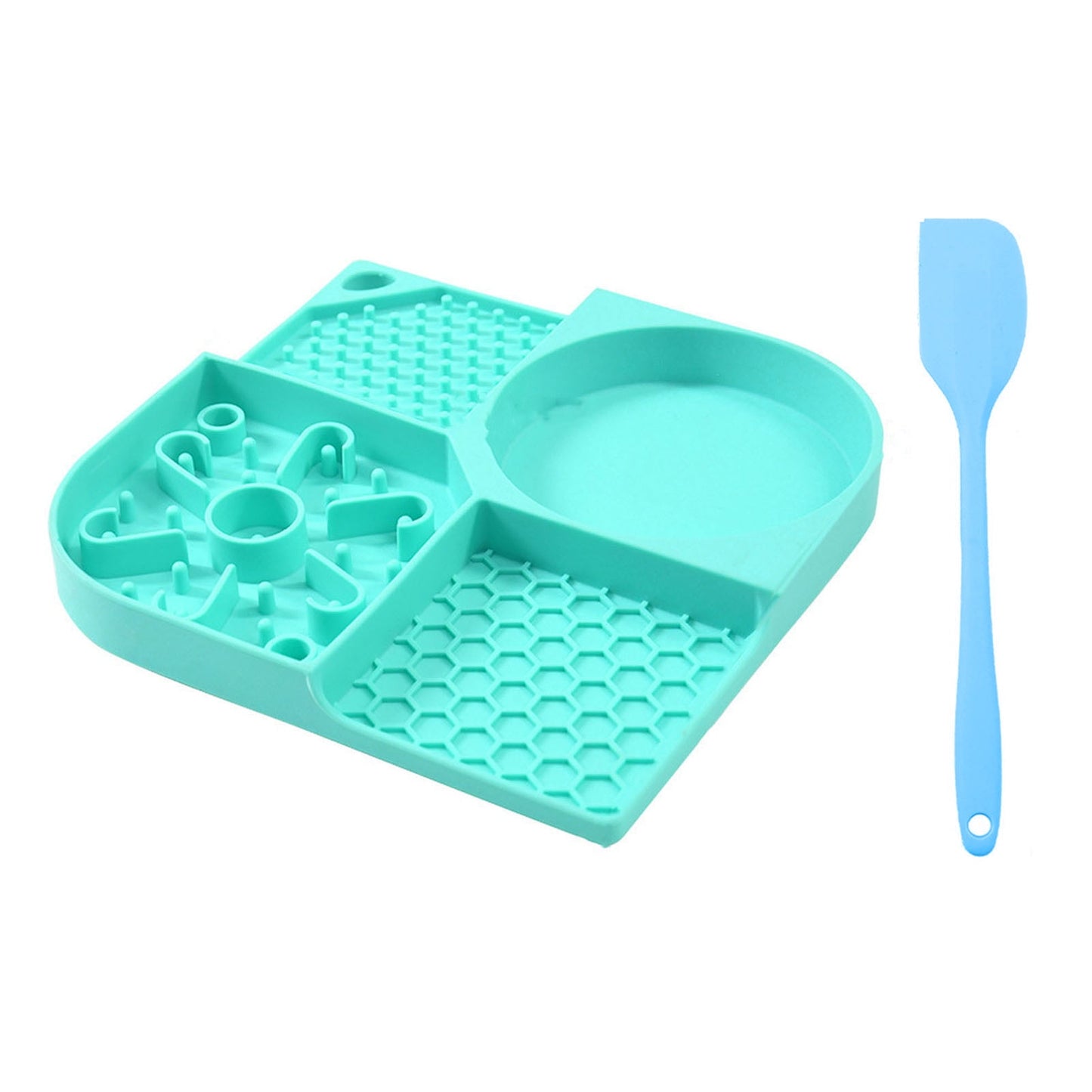 Dog & Cat Licking Mat Slow Feeder Bowl with Suction Cups – 4 Slots, Food Grade