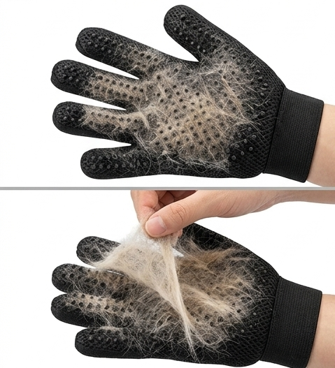 Pet Slicker Brush & Cleaning Glove Set – Pack of 2