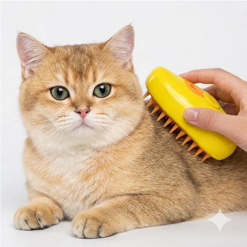 3-in-1 Silicone Cat Steam Brush & Cleanser